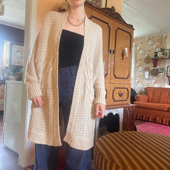 100% Acrylic tan brown button up knitted cardigan! - Picture 10 of 16